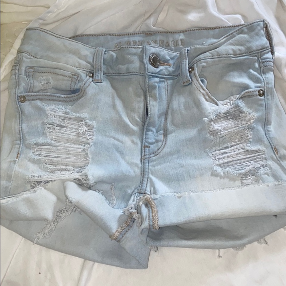 Light wash jean shorts